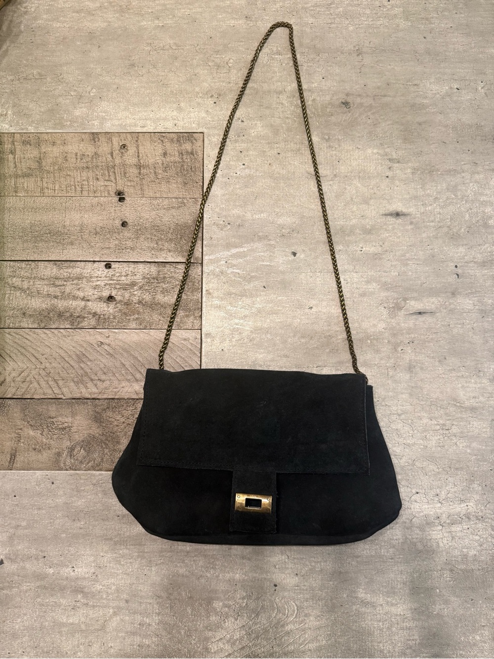 Free People Black Suede Chain Shoulder Bag